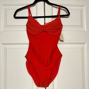 BNWT Oscar de la Renta Vintage Bright Orange One Piece Swimsuit (8)